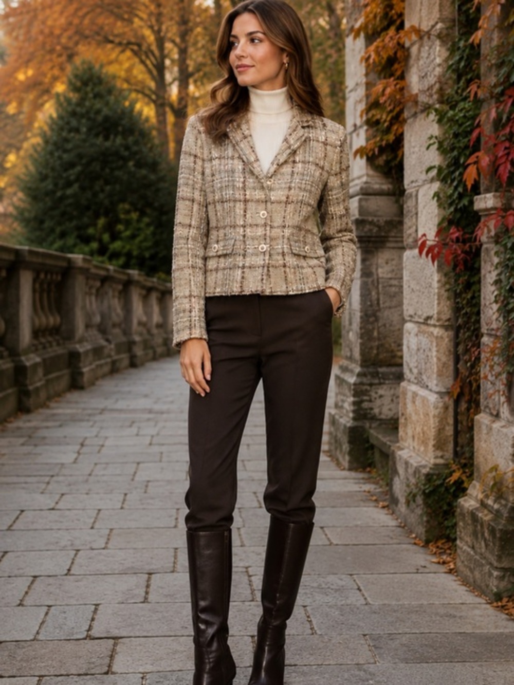 Zara TEXTURED TWEED CROPPED BLAZER W/ BUTTONS